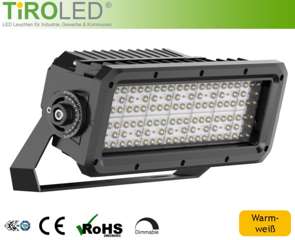 200 Watt LED Sportplatz- und Industriestrahler | 1-10V dimmbar | 28.000 lm | warmweiß - 3000 K | IP6