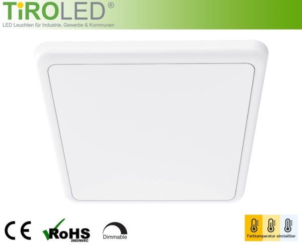 300 x 300 mm LED Deckenleuchte | 3000-4000-5700 K einstellbar | 18 Watt | 1800 lm | IP54 | "Top"