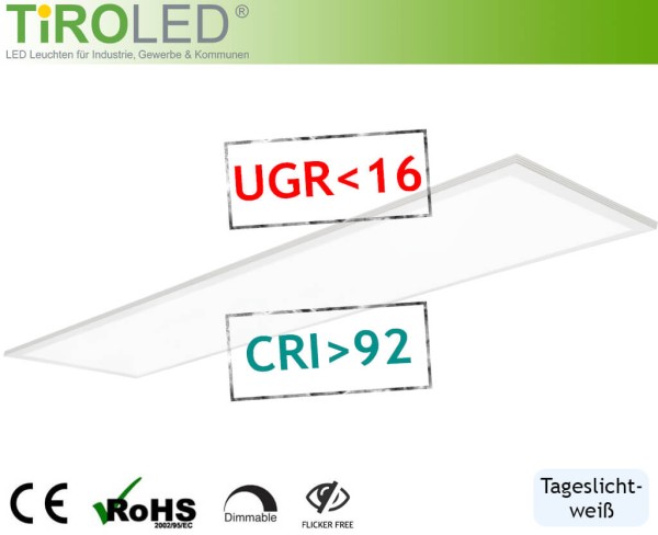 30 x 120 cm LED Panel | tageslichtweiß - 6000 K | 36 Watt | 3240 lm | CRI92 | UGR16 | ohne Treiber |