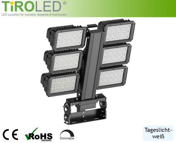 1500 Watt LED Sportplatzstrahler | 1-10V dimmbar | 225.000 lm | tageslichtweiß - 5000 K | IP66 | IK0