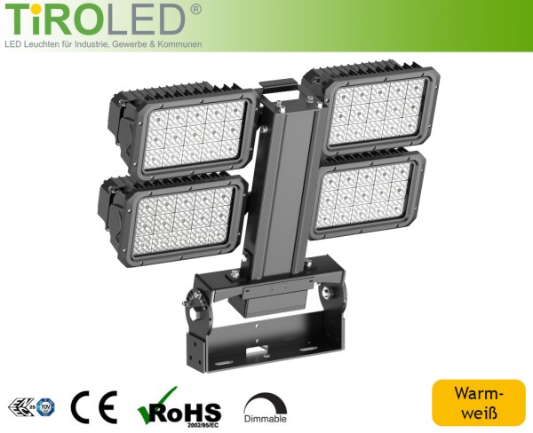 1000 Watt LED Sportplatzstrahler | 1-10V dimmbar | 140.000 lm | warmweiß - 3000 K | IP66 | IK09 | "H