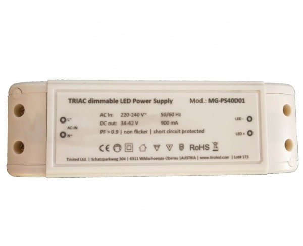 LED-Treiber | TRIAC für Phasendimmung | flickerfrei | für alle 40 Watt LED Panele | 900 mA | "MG-PS4