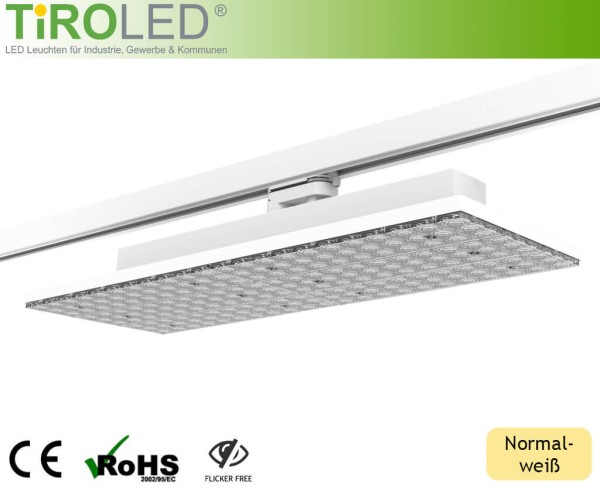 rechteckige LED 3-Phasen Schienenleuchte | 50 - 70 Watt einstellbar | normalweiß - 4000 K | max. 110