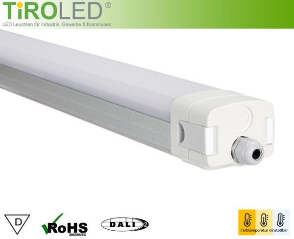 150 cm LED Tri-Proof Lichtbandsystem | DALI-2.0 | 60 Watt | 3000/4500/6000 K einstellbar | 8400 lm |