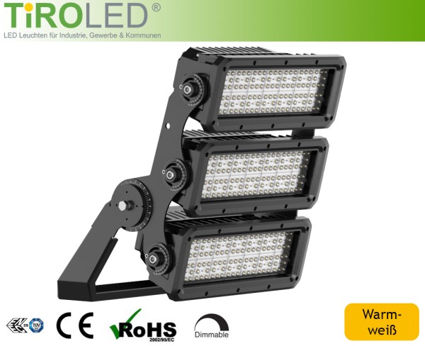 700 Watt LED Sportplatz- und Industriestrahler | 1-10V dimmbar | 98.000 lm | warmweiß - 3000 K | IP6
