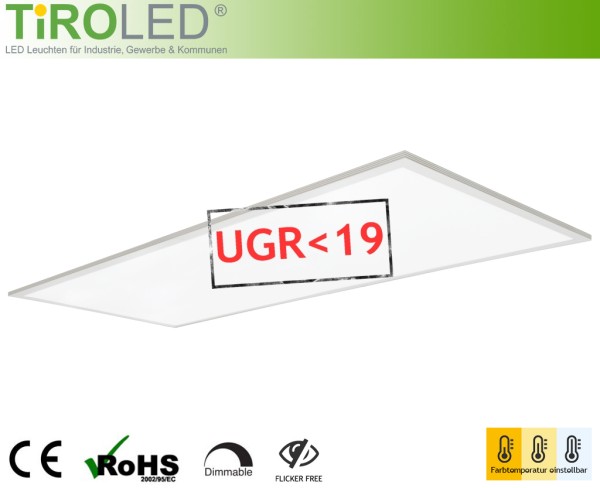 60 x 120 cm LED Panel | 3000-4000-6000 K einstellbar | 50 Watt | 6000 lm | UGR19 | ohne Treiber | "E
