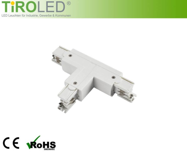 T-Verbinder links reversibel für 3-Phasen Schienen | weiß | Pro-0436-L